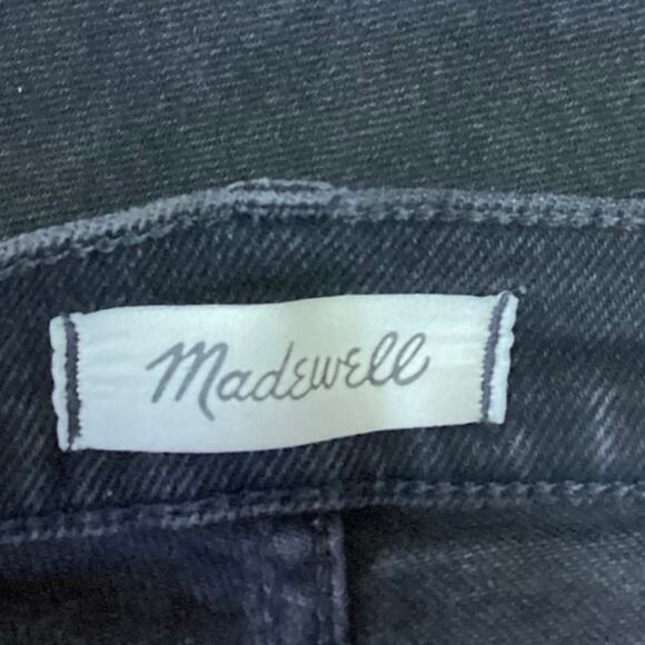 Madewell Cali Demi-Boot Black Frayed Raw Hem High Rise Cropped Denim Jeans Sz 27 - Picture 4 of 6